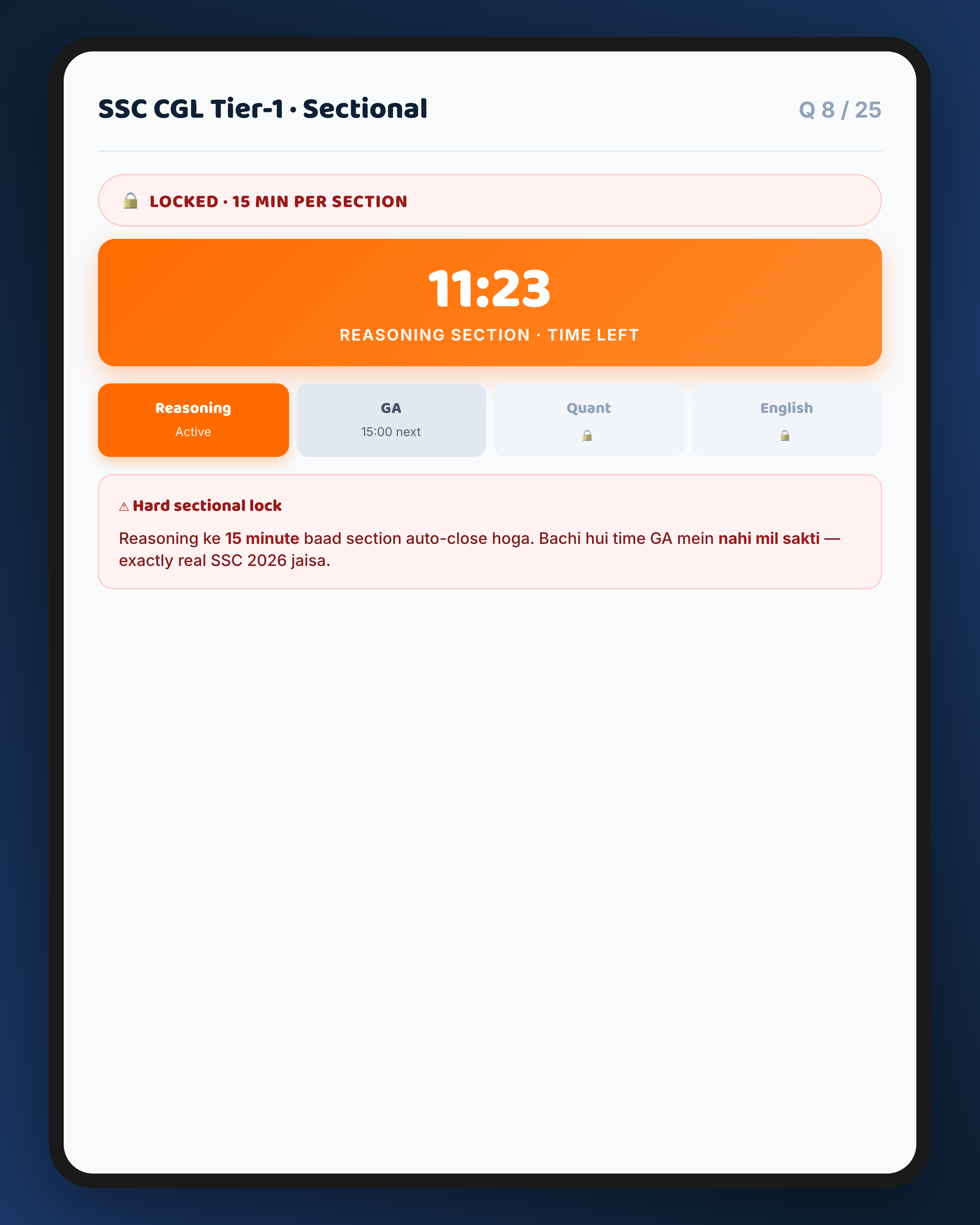 4. Sectional timer — real exam jaisa